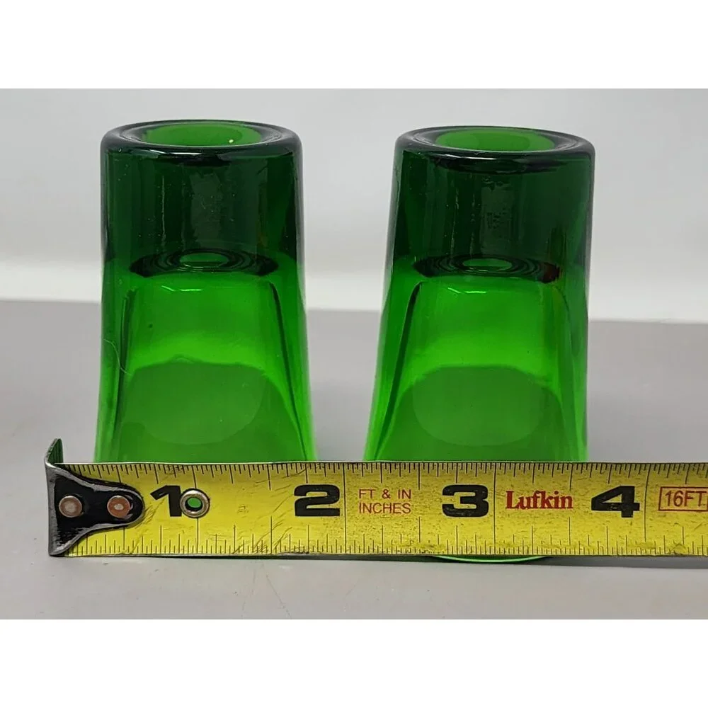 Vintage Emerald Green Glass Beer Mug & Jagermeister 2 Shot Glasses‎ Set